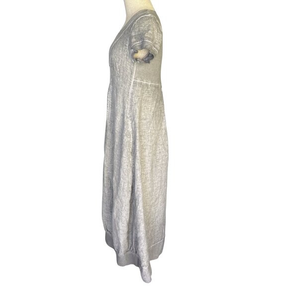 Grizas Dress Size Medium 100% Linen Grey Grey Layered Lagenlook Midi Maxi - Picture 3 of 12